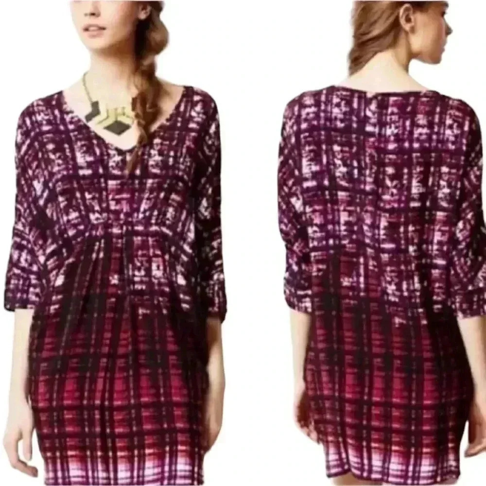 Maeve Anthropologie Petal Palette Tunic Dress XS Purple Pink Pockets - Picture 5 of 7